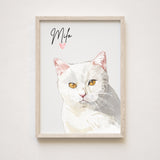 Pet portrait print • Watercolor Cat Painting Hand Painted from Photo • Pet memorial gift • Pet loss gift