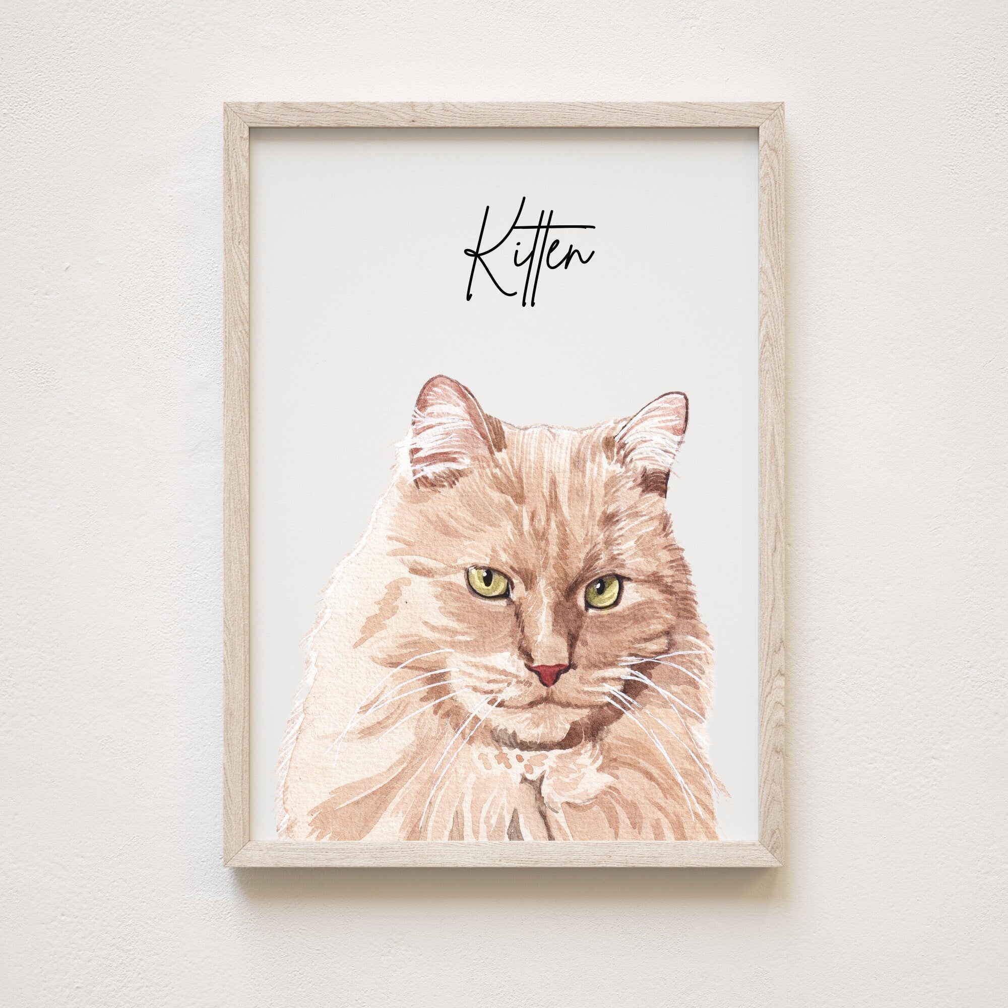 Pet portrait print • Watercolor Cat Painting Hand Painted from Photo • Pet memorial gift • Pet loss gift