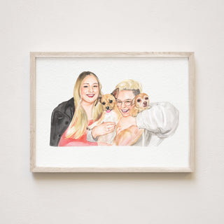 Personalized Couple Portrait with Pet,Custom Watercolor Painting Print, Family Portrait, Custom Portrait From Photo, Portraits From Photos,