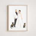 Personalized Couple Portrait with Pet,Custom Watercolor Painting Print, Family Portrait, Custom Portrait From Photo, Portraits From Photos,