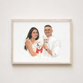 Personalized Couple Portrait with Pet,Custom Watercolor Painting Print, Family Portrait, Custom Portrait From Photo, Portraits From Photos,