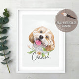 Pet Memorial Watercolor Portrait, Custom Dog Painting, Pet loss gift