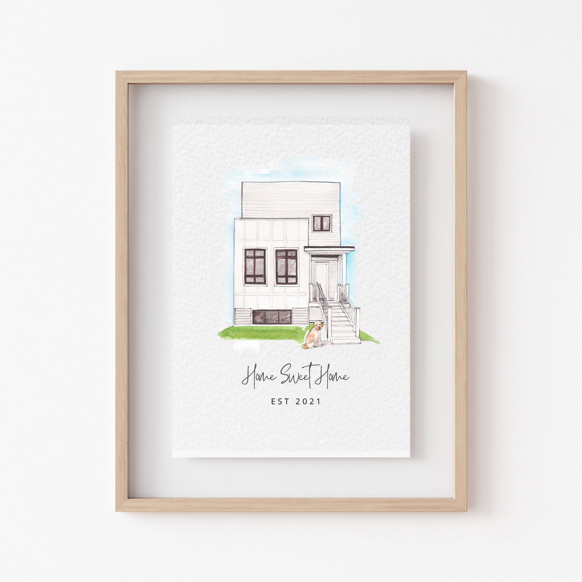 Custom Watercolor House Painting Print