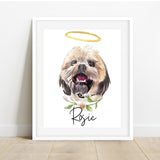 Pet Memorial Watercolor Portrait, Custom Dog Painting, Pet loss gift